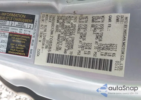 2021 Nissan Frontier S/Sv из США, поврежденный, VIN 1N6ED0CF2MN708086